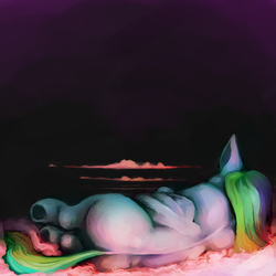 Size: 5000x5000 | Tagged: safe, artist:sharpieboss, rainbow dash, g4, absurd resolution, cloud, female, lying, on side, solo, underhoof