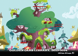 Size: 577x412 | Tagged: safe, enterplay, g4, golden oaks library, trading card, tree drama