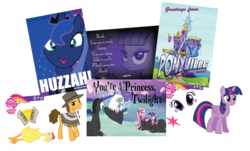 Size: 1207x728 | Tagged: safe, enterplay, boneless, cheese sandwich, discord, maud pie, princess cadance, princess luna, twilight sparkle, alicorn, pony, g4, female, harry potter (series), huzzah, mare, poetry, trading card, twilight sparkle (alicorn), twilight's castle