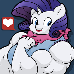 Size: 600x600 | Tagged: safe, artist:glux2, rarity, anthro, g4, female, flexing, icon, muscles, ripped rarity, solo