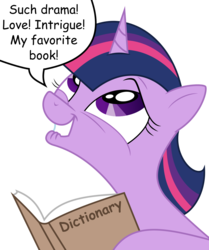 Size: 1000x1196 | Tagged: safe, artist:andy price, artist:overlord-derpy, twilight sparkle, g4, andy price, dictionary, favorite book, female, lip bite, simple background, solo, transparent background, vector