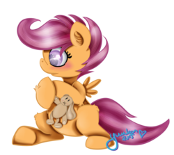 Size: 1024x915 | Tagged: safe, artist:yuukon, scootaloo, g4, female, plushie, simple background, solo, transparent background
