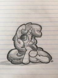 Size: 600x800 | Tagged: safe, artist:bobdude0, sweetie belle, g4, female, lined paper, monochrome, solo, traditional art