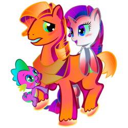 Size: 2047x2047 | Tagged: safe, artist:halem1991, big macintosh, rarity, spike, earth pony, pony, g4, alternate hairstyle, gay, heart eyes, high res, male, ship:rarimac, ship:spikentosh, shipping, stallion, straight, wingding eyes