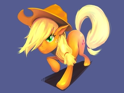 Size: 1067x800 | Tagged: safe, artist:tnyo, applejack, g4, female, simple background, solo