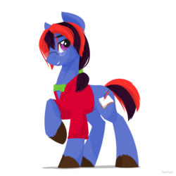 Size: 1280x1280 | Tagged: safe, artist:hoverrover, oc, oc only, oc:almanac, earth pony, pony, bowtie, clothes, colored hooves, glasses, hoof fluff, hooves, lineless, male, raised hoof, simple background, solo, stallion, teeth, transparent background