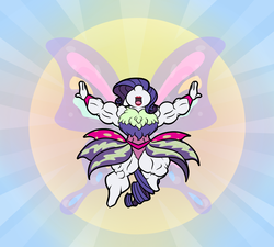 Size: 1000x900 | Tagged: safe, artist:glux2, rarity, anthro, g4, sonic rainboom (episode), alternate scenario, chest fluff, clothes, female, glimmer wings, gossamer wings, impossibly large chest fluff, leotard, muscles, ripped rarity, solo, sun, this will end in tears and/or death, wahaha