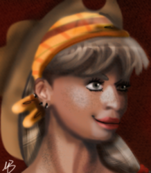 Size: 360x412 | Tagged: safe, artist:mushroomcookiebear, applejack, human, g4, female, humanized, solo