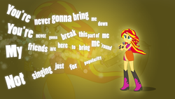 Size: 1920x1080 | Tagged: safe, artist:fuge269, sunset shimmer, equestria girls, g4, my little pony equestria girls: rainbow rocks, bracelet, microphone, song reference, vector, wallpaper