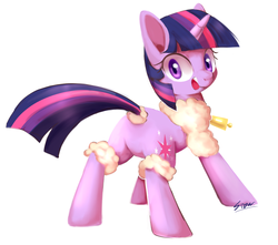 Size: 800x707 | Tagged: safe, artist:sion, twilight sparkle, g4, animal costume, bell, bell collar, butt, clothes, collar, female, looking back, open mouth, plot, solo