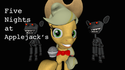 Size: 1024x576 | Tagged: safe, applejack, pony, robot, robot pony, five nights at aj's, g4, animatronic, applefazjack, applefreddy, applefreddy fazjack's pizzeria, endoskeleton, female, five nights at freddy's, solo