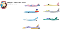 Size: 1552x772 | Tagged: safe, artist:flyboynd, cloud kicker, derpy hooves, firefly, fluttershy, lightning bolt, medley, rainbow dash, white lightning, g1, g4, ace combat, asf-x shinden ii, emblem, eurofighter typhoon, f-15 eagle, f-22 raptor, f/a-18 hornet, fanfic, fanfic art, female, jet, jet fighter, lockheed corporation, mare, mirage squadron, su-33
