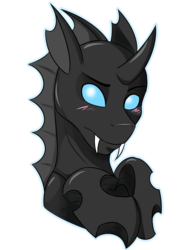 Size: 3000x3927 | Tagged: safe, artist:askbubblelee, oc, oc only, oc:imago, changeling, blushing, bust, changeling oc, cute, frown, high res, looking at you, shy, simple background, solo, transparent background, vector