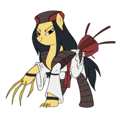 Size: 2594x2417 | Tagged: safe, artist:edcom02, artist:jmkplover, earth pony, pony, claws, crossover, high res, lady deathstrike, marvel, ponified, simple background, transparent background, x-men, yuriko oyama