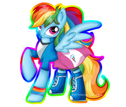 Size: 2000x1700 | Tagged: safe, artist:perfexsoniya, rainbow dash, g4, alternate hairstyle, clothes, equestria girls outfit, female, raised hoof, simple background, solo, transparent background