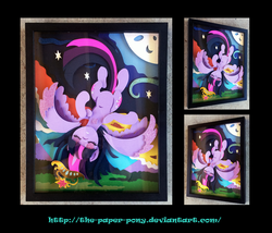 Size: 1325x1132 | Tagged: safe, artist:the-paper-pony, twilight sparkle, alicorn, pony, g4, both cutie marks, chest fluff, craft, eyes closed, female, mare, shadowbox, solo, spread wings, twilight sparkle (alicorn)