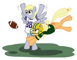 Size: 700x539 | Tagged: safe, artist:sslug, applejack, derpy hooves, pegasus, pony, g4, american football, dallas cowboys, dez bryant, duo, female, green bay packers, ha ha clinton-dix, mare, nfc divisional round, nfl, nfl divisional round, nfl playoffs, simple background, white background
