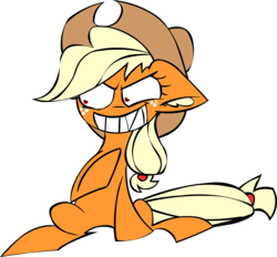 Size: 1339x1240 | Tagged: safe, artist:mushroomcookiebear, applejack, earth pony, pony, g4, evil smile, female, grin, solo