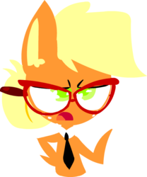 Size: 435x524 | Tagged: safe, artist:mushroomcookiebear, applejack, earth pony, pony, g4, female, glasses, necktie, solo