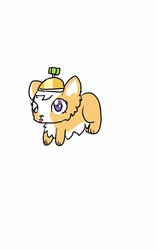 Size: 707x1131 | Tagged: safe, artist:nootaz, screwball, corgi, dog, g4, female, hat, propeller hat, solo, species swap, swirly eyes, tongue out