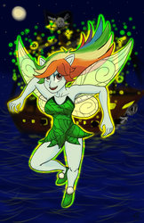 Size: 600x927 | Tagged: safe, artist:faroth, rainbow dash, g4, armpits, crossover, disney, fairy tale, peter pan, tinkerbell