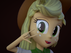 Size: 450x337 | Tagged: safe, artist:3d thread, artist:creatorofpony, applejack, equestria girls, g4, 3d, 3d model, blender, clothes, cowboy hat, female, hat, shirt, solo, stetson