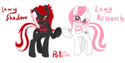 Size: 3800x1911 | Tagged: safe, artist:potzm, oc, oc only, oc:lawyresearch, oc:lawyshadow, pony, unicorn, glasses, heart, heart eyes, hoofbump, wingding eyes