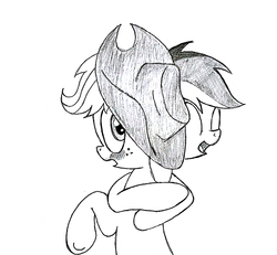 Size: 1009x931 | Tagged: safe, artist:hyolark, applejack, rainbow dash, earth pony, pegasus, pony, g4, blushing, female, hug, lesbian, monochrome, ship:appledash, shipping, traditional art