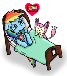 Size: 944x1068 | Tagged: safe, artist:polishcrossoverfan, rainbow dash, skitty, g4, crossover, pokémon, shrek is love shrek is life, skittles, weird