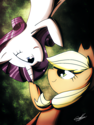 Size: 1200x1600 | Tagged: safe, artist:therandomjoyrider, applejack, rarity, g4, female, lesbian, ship:rarijack, shipping