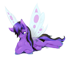 Size: 1280x992 | Tagged: safe, artist:northernsprint, oc, oc only, explicit source, prone, simple background, solo, transparent wings, white background