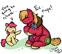 Size: 716x622 | Tagged: safe, artist:veritasket, apple bloom, big macintosh, smarty pants, earth pony, pony, g4, male, stallion