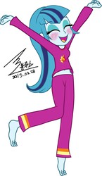 Size: 900x1555 | Tagged: safe, artist:bluse, sonata dusk, equestria girls, g4, background removed, barefoot, belly button, clothes, cute, feet, female, midriff, pajamas, sexy, show accurate, signature, simple background, solo, sonatabetes, white background