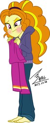 Size: 900x2181 | Tagged: safe, artist:bluse, adagio dazzle, equestria girls, g4, background removed, barefoot, clothes, feet, female, hoodie, pajamas, show accurate, signature, simple background, solo, white background