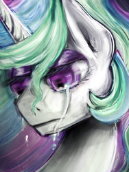 Size: 900x1200 | Tagged: safe, artist:melodybell, princess celestia, g4, crying, female, solo