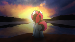 Size: 1024x576 | Tagged: safe, artist:drawponies, oc, oc only, oc:dj voldex, earth pony, pony, commission, solo, sunset