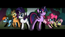 Size: 1920x1080 | Tagged: safe, artist:comic-graffiti, artist:rainbowrage12, applejack, fluttershy, pinkie pie, rainbow dash, rarity, twilight sparkle, alicorn, pony, g4, female, mane six, mare, scared, twilight sparkle (alicorn)