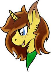 Size: 217x304 | Tagged: safe, artist:darabirb, oc, oc only, oc:sneak peek, pony, unicorn, digital art, happy, neckerchief, portrait, sideview