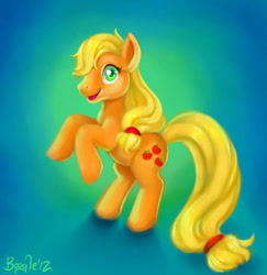 Size: 937x963 | Tagged: safe, artist:penanggalan, applejack, earth pony, pony, g4, female, rearing, solo