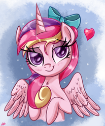 Size: 900x1089 | Tagged: safe, artist:daniel-sg, princess cadance, pony, g4, bow, female, heart, solo