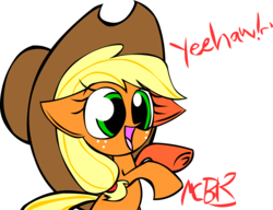 Size: 1725x1322 | Tagged: safe, artist:mushroomcookiebear, applejack, earth pony, pony, g4, cute, female, open mouth, rearing, simple background, smiling, solo, transparent background, underhoof