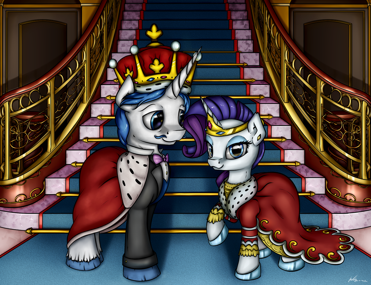 Safe Artist Neko Me Fancypants Rarity Pony Unicorn Clothes Crown Dress Duo