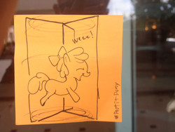 Size: 3264x2448 | Tagged: safe, artist:postitpony, apple bloom, g4, everfree northwest, high res, sketch, sticky note, traditional art