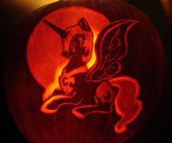 Size: 2433x2022 | Tagged: safe, artist:rebelats, nightmare moon, g4, carving, female, high res, jack-o-lantern, pumpkin, solo
