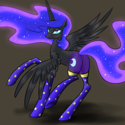 Size: 750x750 | Tagged: safe, artist:cosmalumi, nightmare moon, g4, clothes, socks, solo, stupid sexy nightmare moon