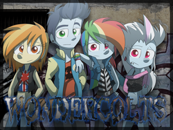 Size: 900x675 | Tagged: safe, artist:fj-c, fleetfoot, rainbow dash, soarin', spitfire, human, g4, humanized