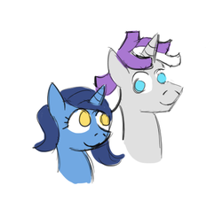 Size: 480x436 | Tagged: safe, artist:jargon scott, night light, twilight velvet, pony, unicorn, g4, bright crescent, duo, female, husband and wife, male, rule 63, ship:crescentdusk, ship:nightvelvet, shipping, simple background, velvet dusk, white background