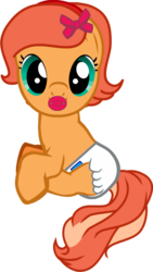 Size: 430x763 | Tagged: safe, artist:thunderdasher07, oc, oc only, baby, bow, diaper, female, foal, headband, pacifier, solo