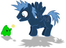 Size: 2888x2101 | Tagged: safe, artist:chainchomp2, star hunter, luma, pegasus, pony, g4, crossover, crouching, high res, male, simple background, stallion, star bits, super mario bros., super mario galaxy, transparent background, vector