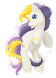 Size: 1036x1428 | Tagged: safe, artist:prettywitchdoremi, puzzlemint, g3, female, heart, heart eyes, solo, wingding eyes